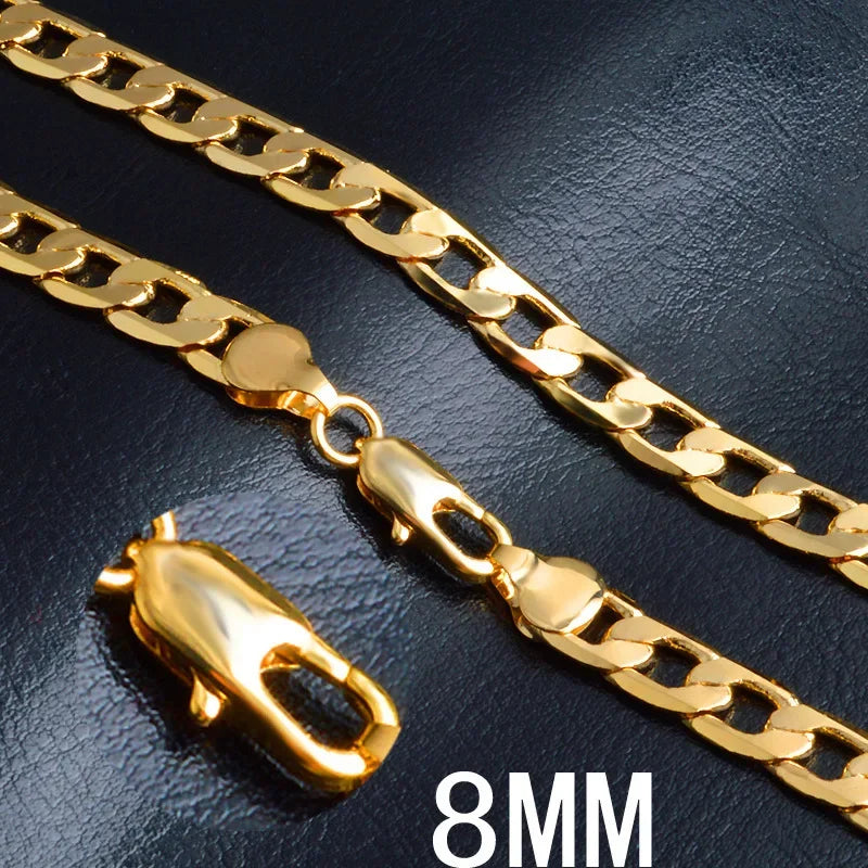 Collar Plata 925 Oro 18K ALIZERO Clásico 8mm Unisex - Joya Elegante