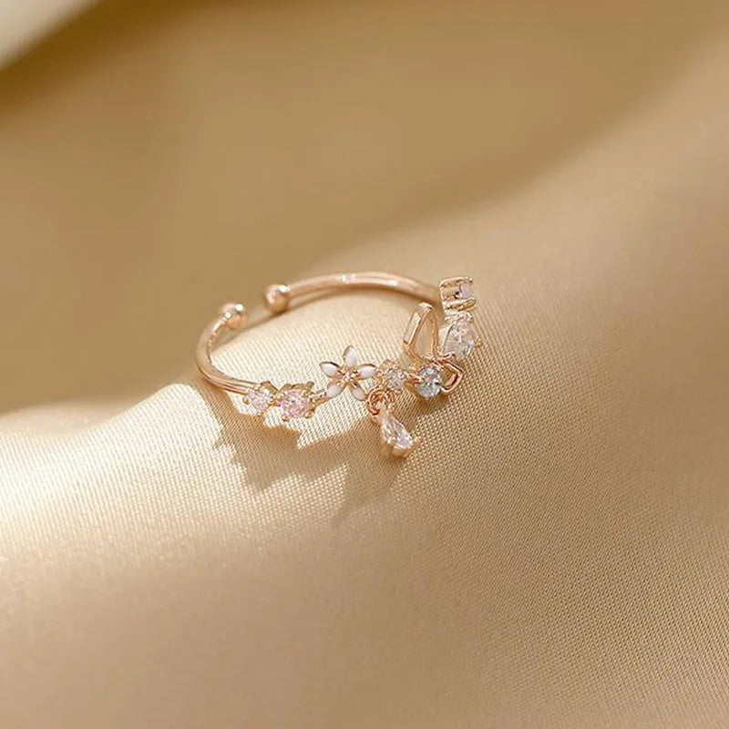 Anillo Flor Circonita Anenjery Ajustable - Joyería Princesa Elegante - Corporación Turística