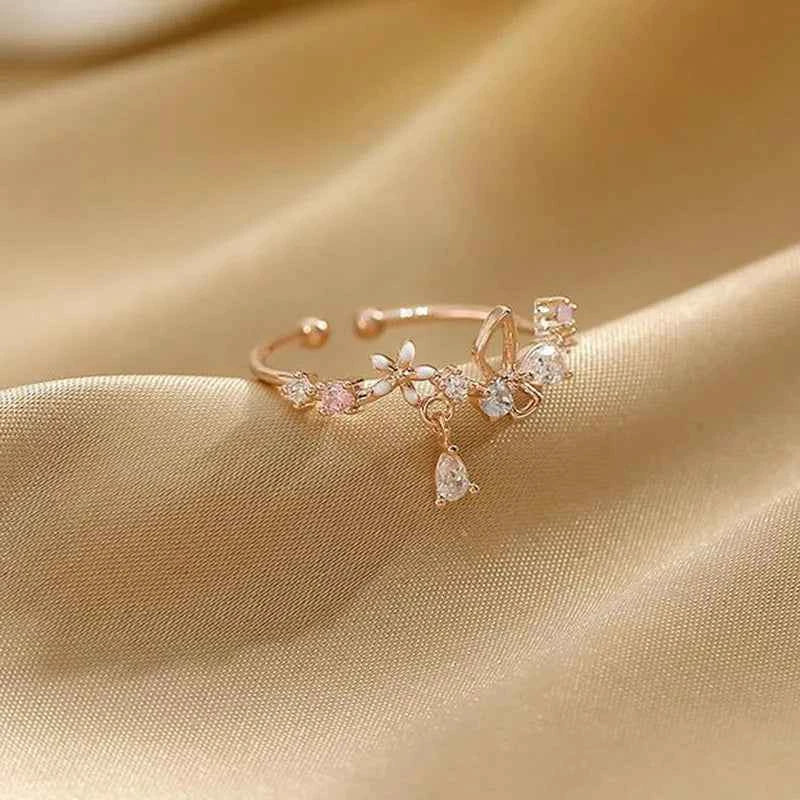 Anillo Flor Circonita Anenjery Ajustable Mujer - Elegancia Princesa