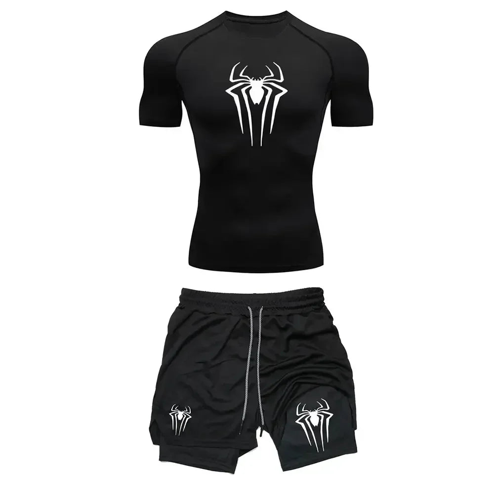 Conjunto Compresión Hombre Y2K Araña - Ropa Deportiva Secado Rápido - Corporación Turística