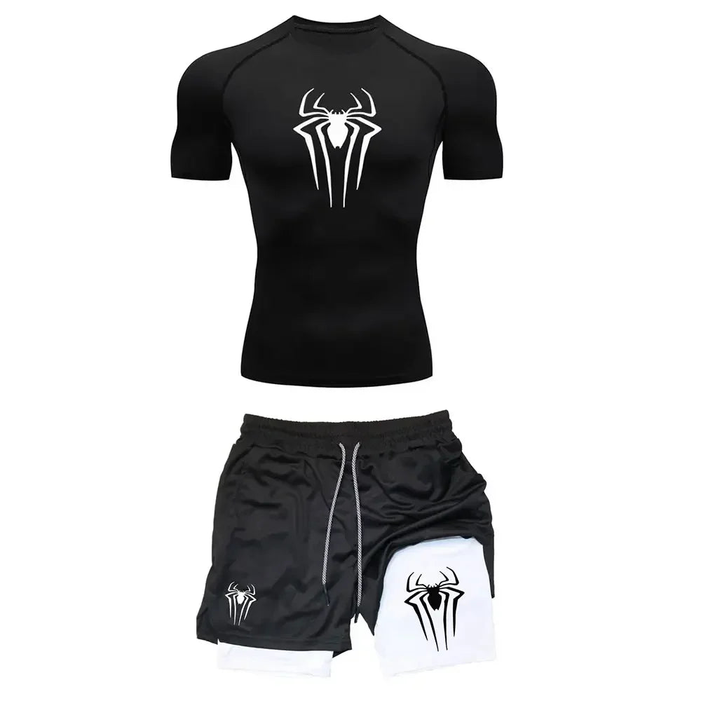 Conjunto Compresión Hombre Y2K Araña - Ropa Deportiva Secado Rápido - Corporación Turística