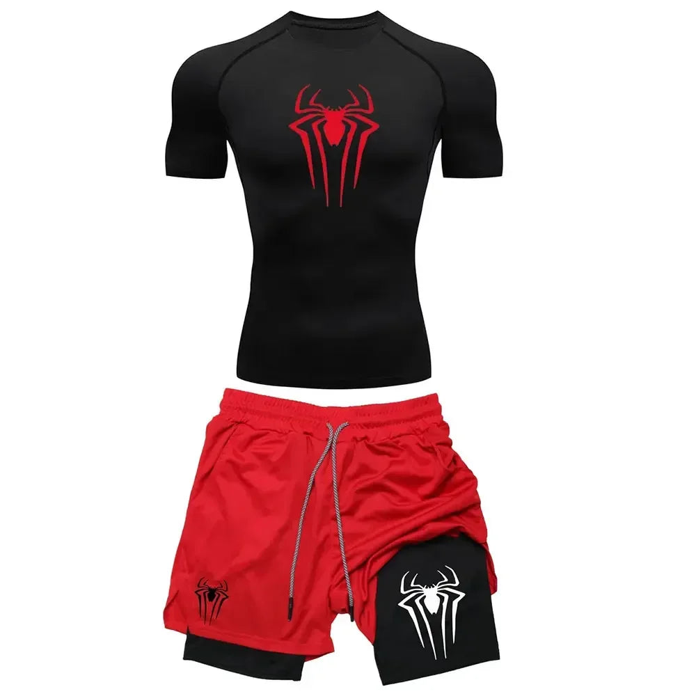 Conjunto Compresión Hombre Y2K Araña - Ropa Deportiva Secado Rápido - Corporación Turística