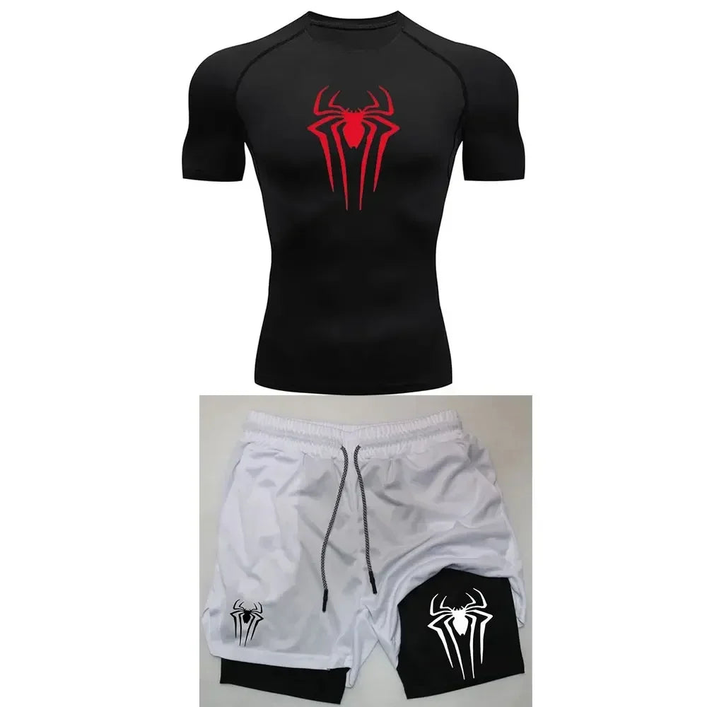 Conjunto Compresión Hombre Y2K Araña - Ropa Deportiva Secado Rápido - Corporación Turística