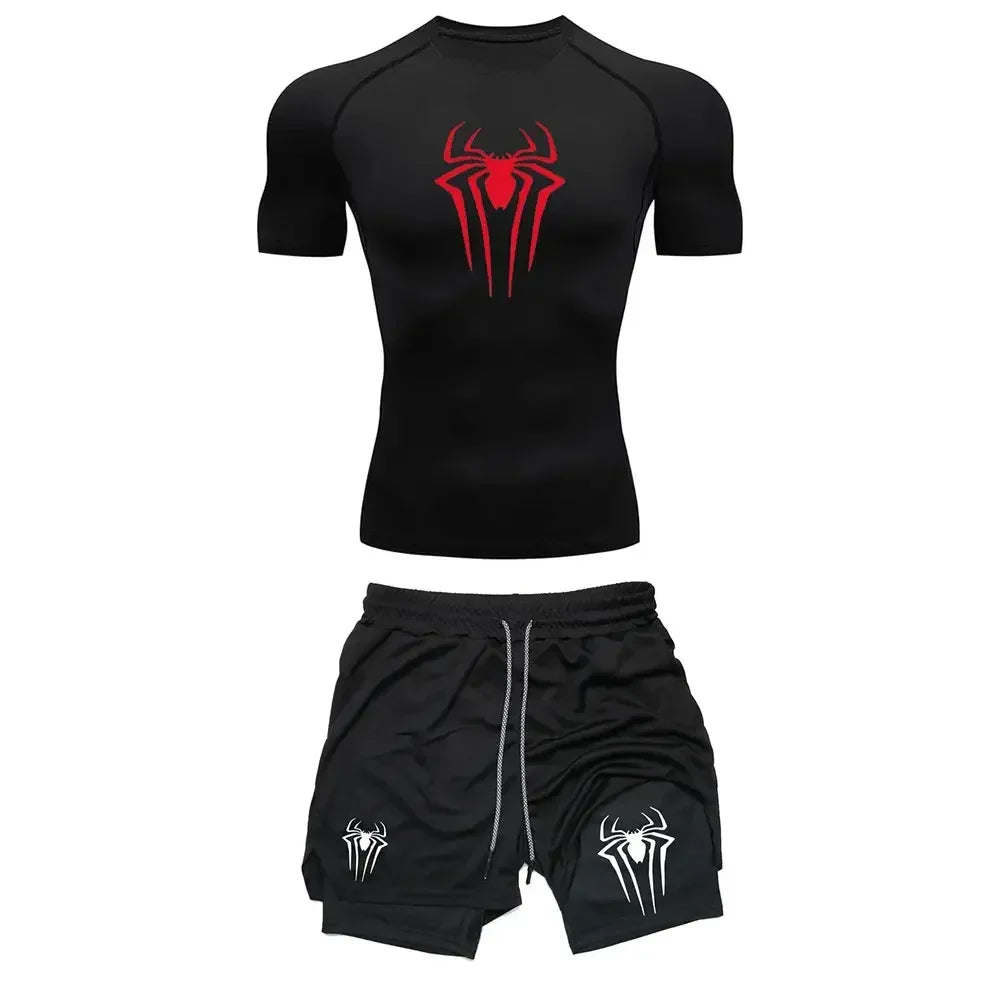 Conjunto Compresión Hombre Y2K Araña - Ropa Deportiva Secado Rápido - Corporación Turística