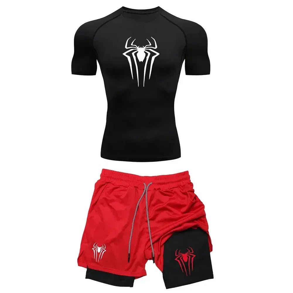 Conjunto Compresión Hombre Y2K Araña Gimnasio Secado Rápido - Corporación Turística