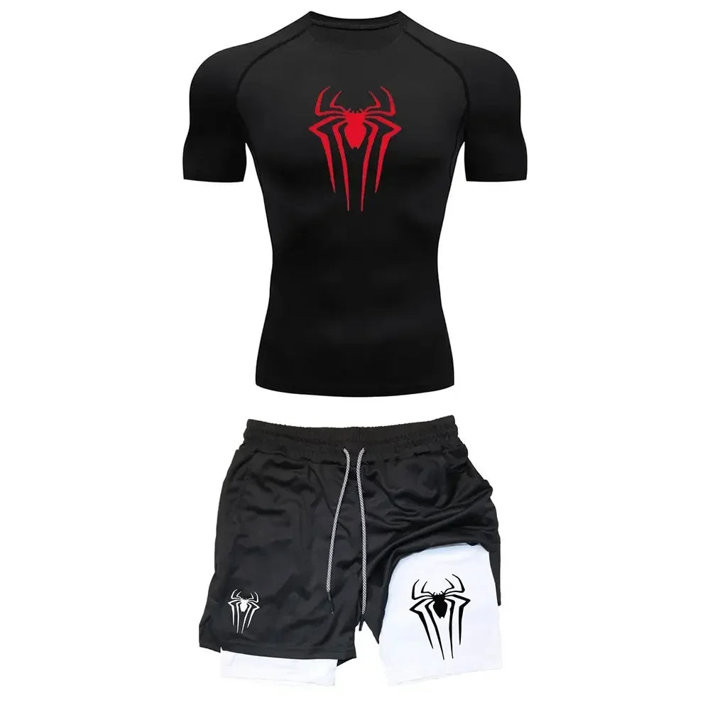 Conjunto Compresión Hombre Y2K Araña Gimnasio Secado Rápido - Corporación Turística