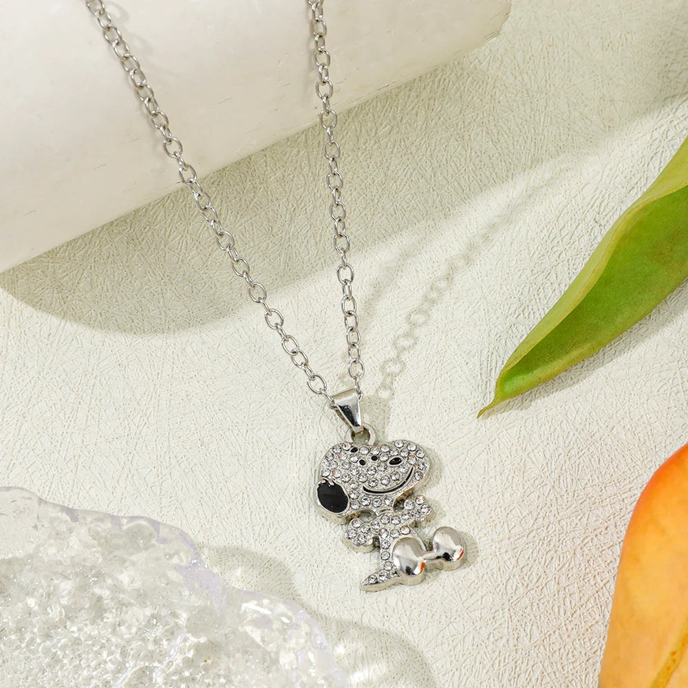 Collar Snoopy Circonita Completa Regalo Pareja Cadena Clavícula Dibujos Animados