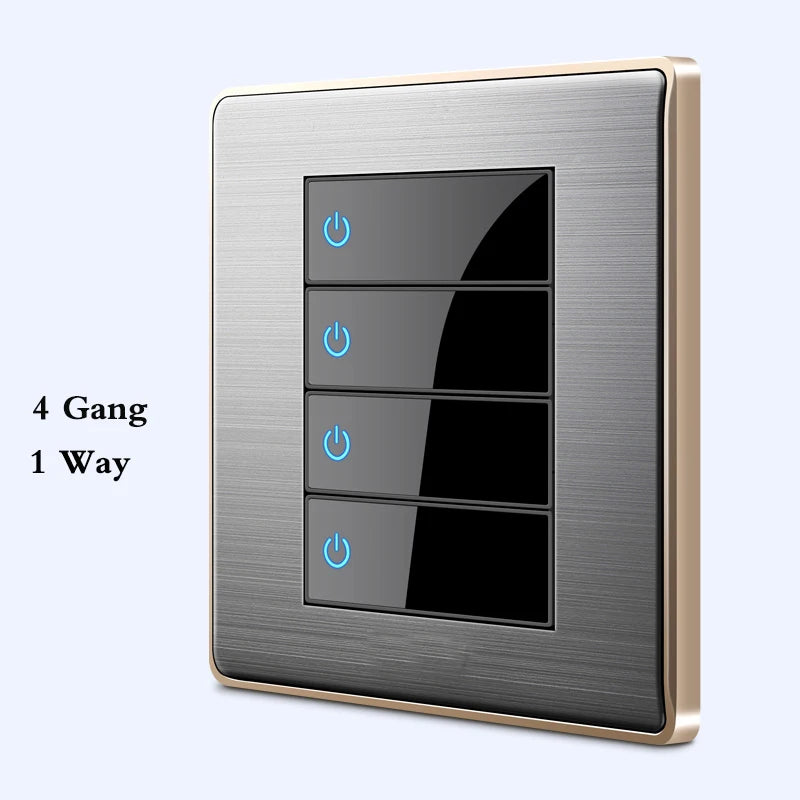 Interruptor LED 1-4 Gang BIHU 1/2 Vía Acero Inoxidable