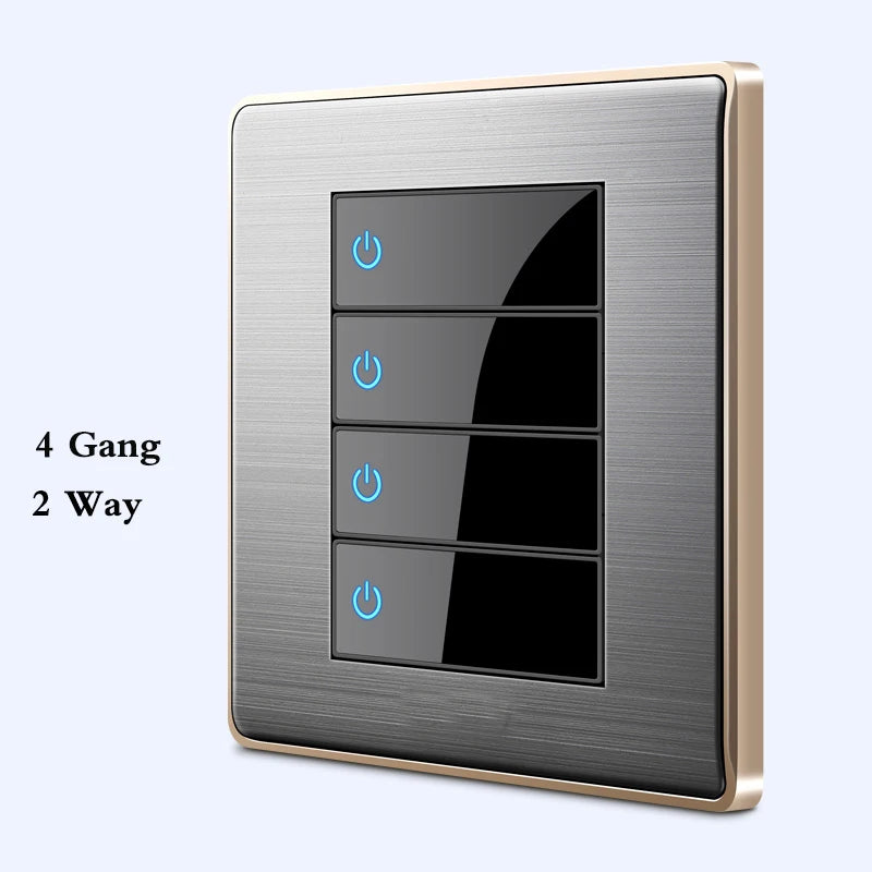 Interruptor LED 1-4 Gang BIHU 1/2 Vía Acero Inoxidable