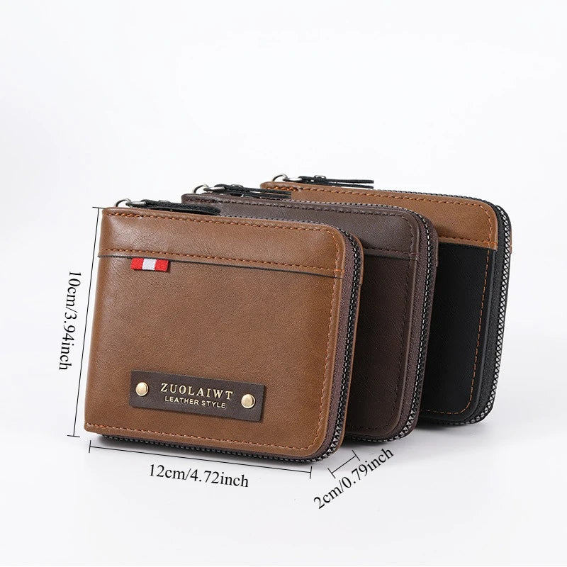 Cartera Retro Hombre Triple Pliegue CEXIKA con Bolsillo Oculto