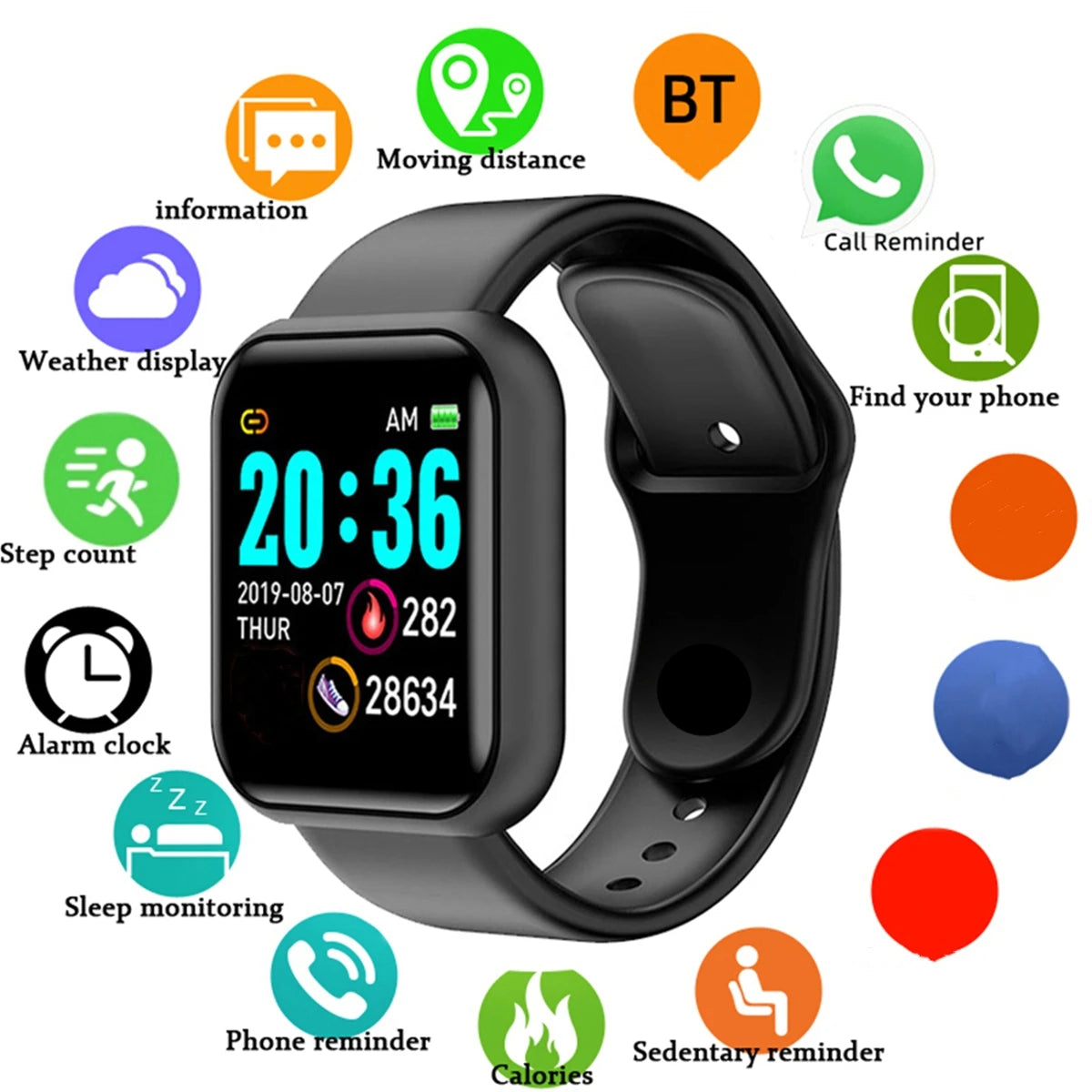 Reloj Inteligente CHAONB Hombre Mujer Fitness Monitor Llamadas Android iOS - Corporación Turística