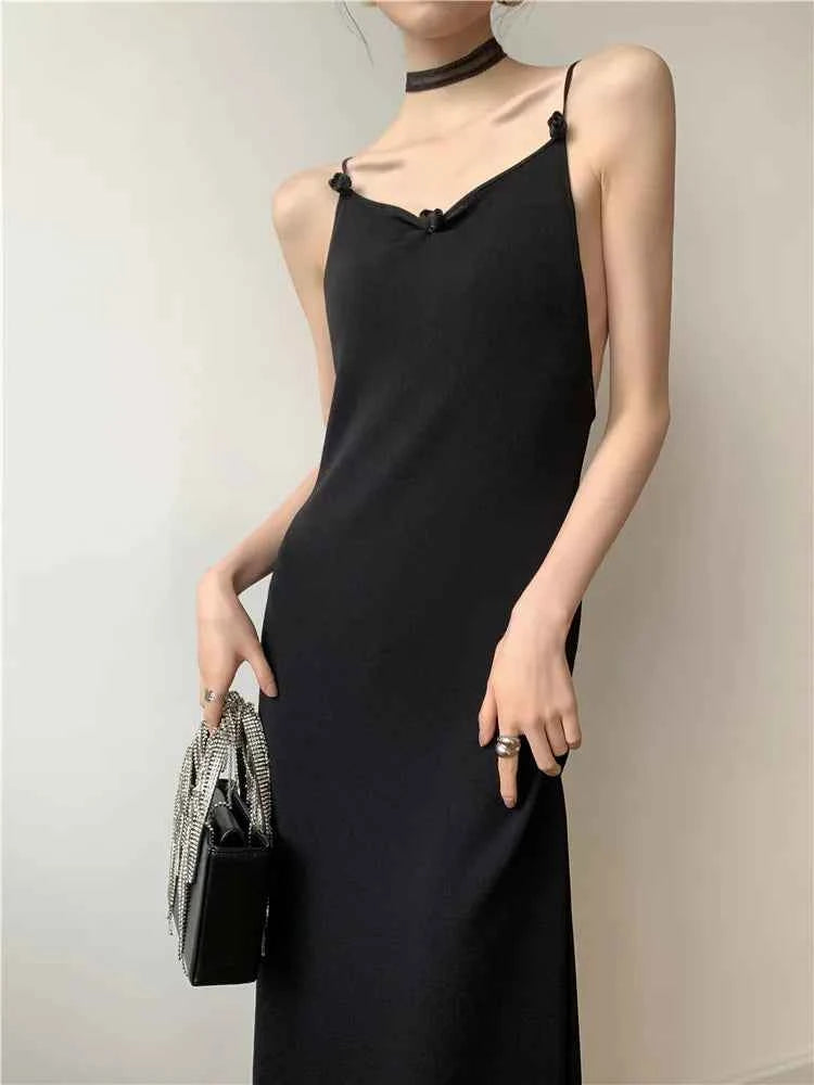 Vestido Verano Mariposas Cheerart Espalda Descubierta Negro