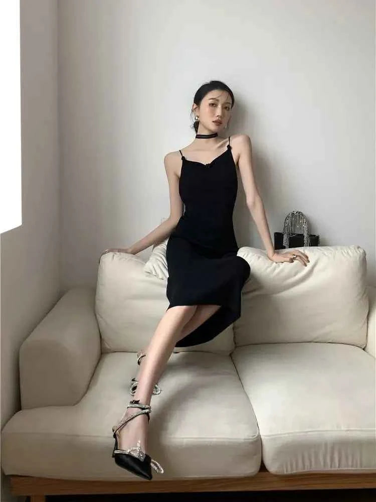 Vestido Verano Mariposas Cheerart Espalda Descubierta Negro