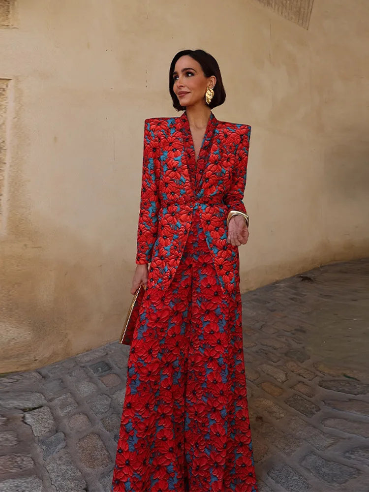 Conjunto Floral Primavera Mujer: Blazer y Pantalones Anchos - Corporación Turística