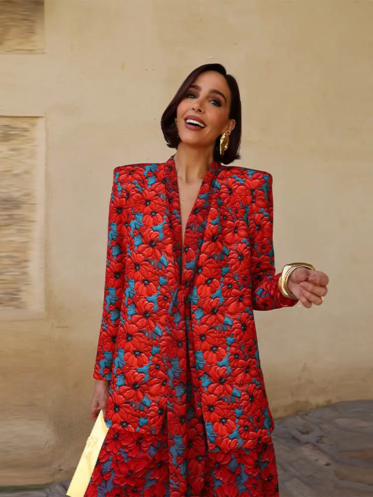 Conjunto Floral Primavera Mujer: Blazer y Pantalones Anchos - Corporación Turística