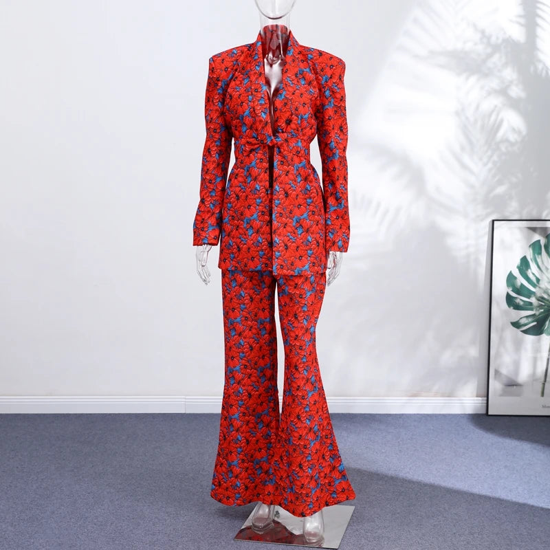 Conjunto Floral Primavera Mujer: Blazer y Pantalones Anchos - Corporación Turística