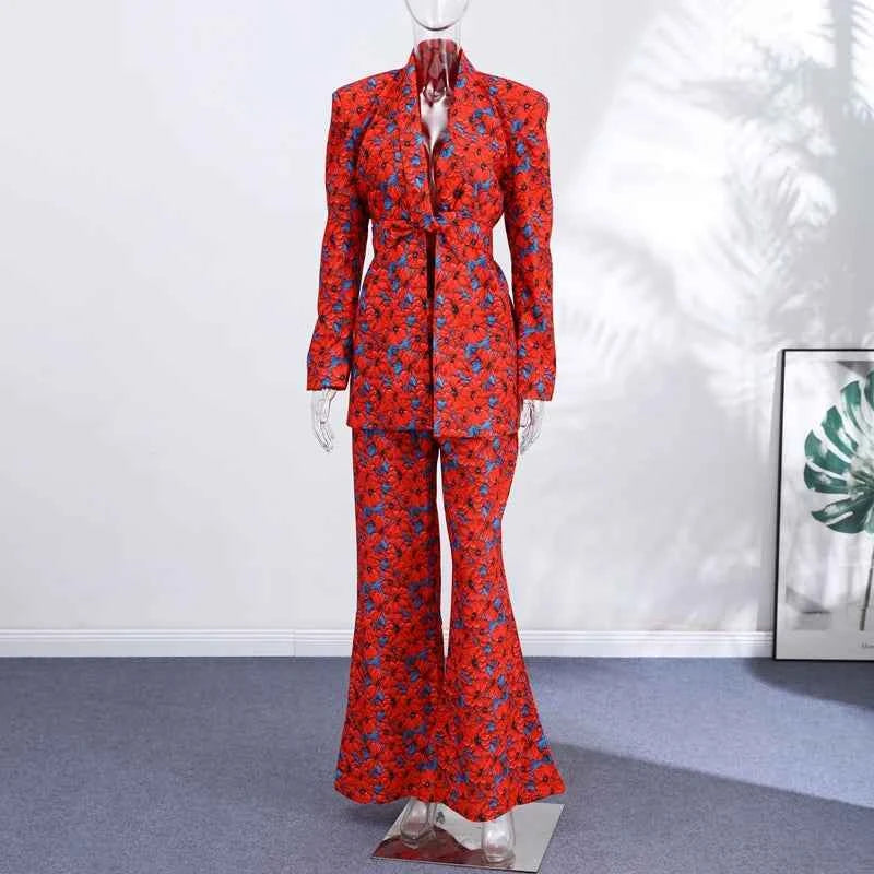 Conjunto Floral Primavera Mujer: Blazer y Pantalón Ancho