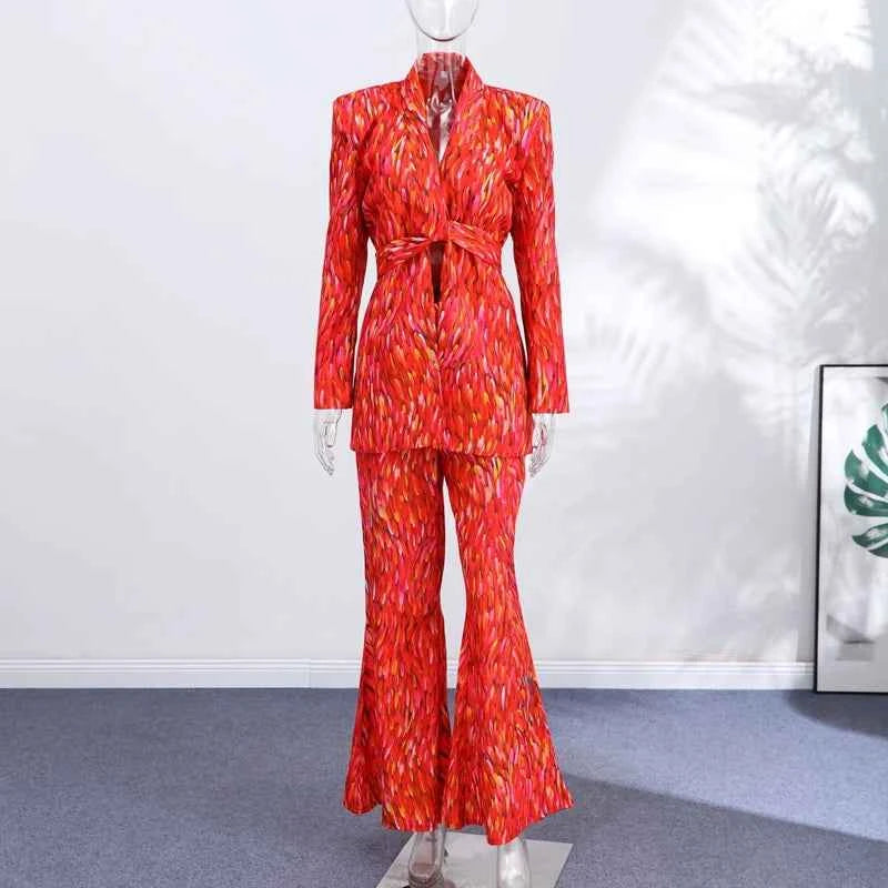 Conjunto Floral Primavera Mujer: Blazer y Pantalón Ancho