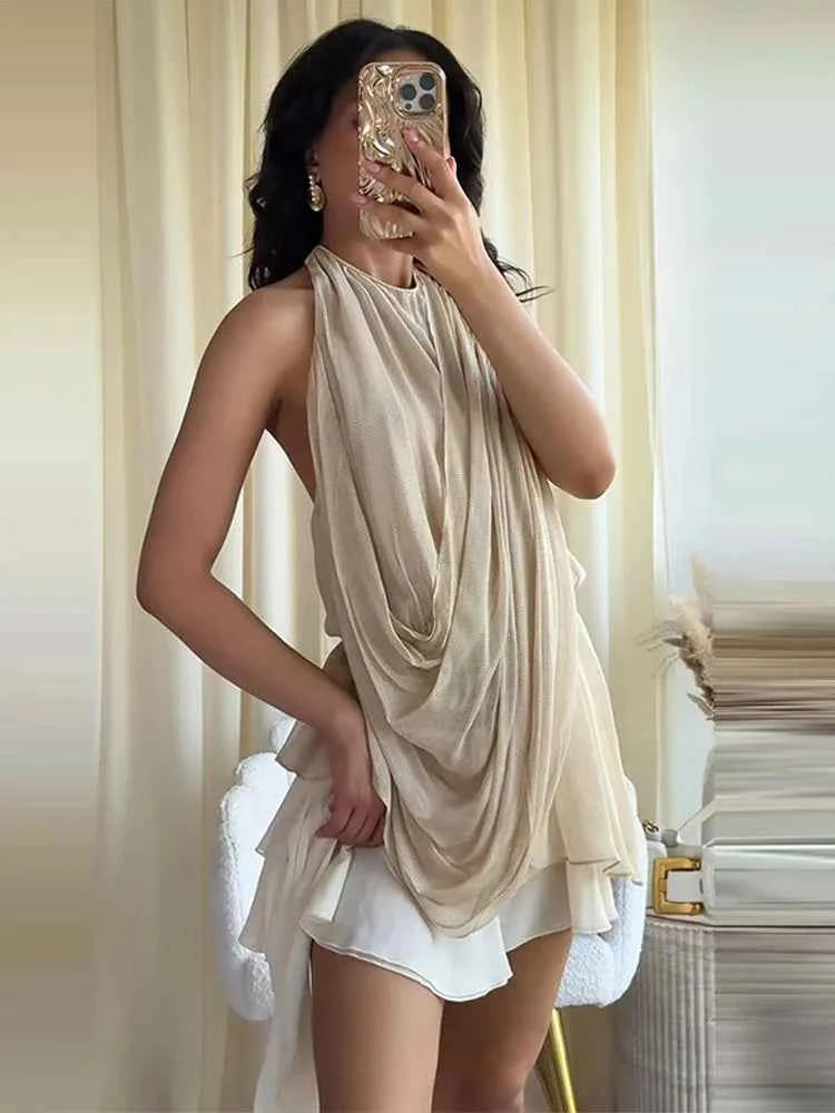 Chaleco Halter Plisado Chic Mujer Verano 2026 | Chin.Sweety | Elegante y Versátil