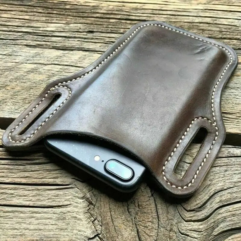Riñonera de Cuero PU para Hombre - Billetera Móvil para Correr y Viajar