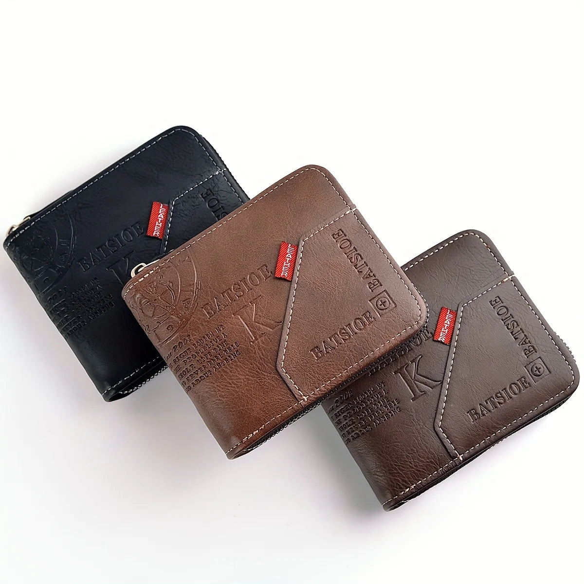 Cartera Hombre PU Piel Aceite Monedero Tarjetero Cremallera Corta - Corporación Turística