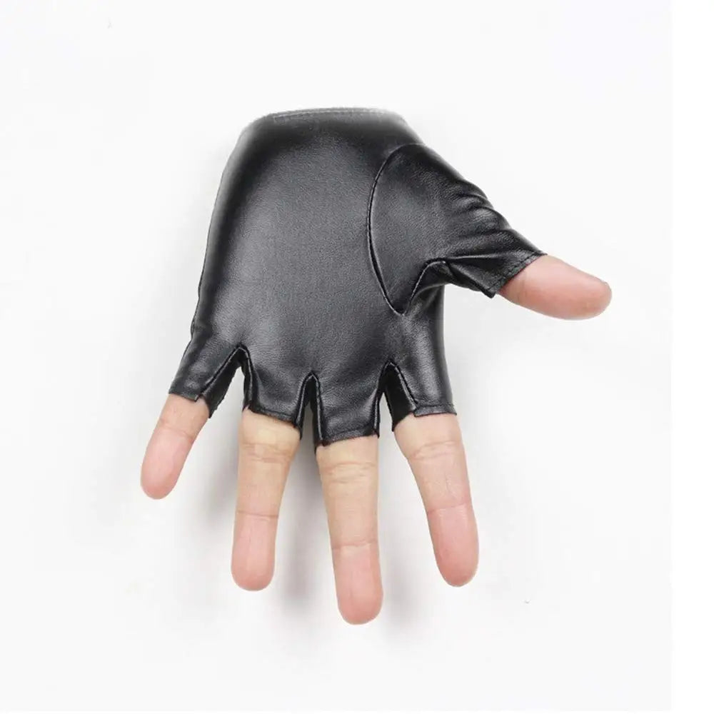 Guantes Cuero Sintético Unisex DOMEN - Sin Dedos para Moto y Fitness - Corporación Turística