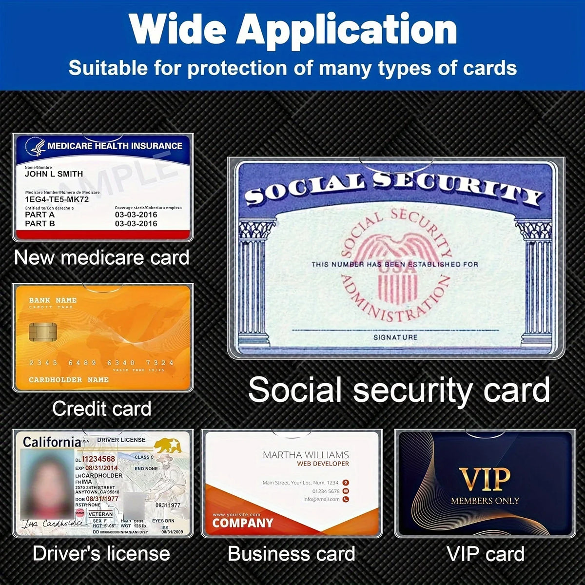8 Piezas Fundas Protectoras PVC Tarjetas | Seguridad, Crédito