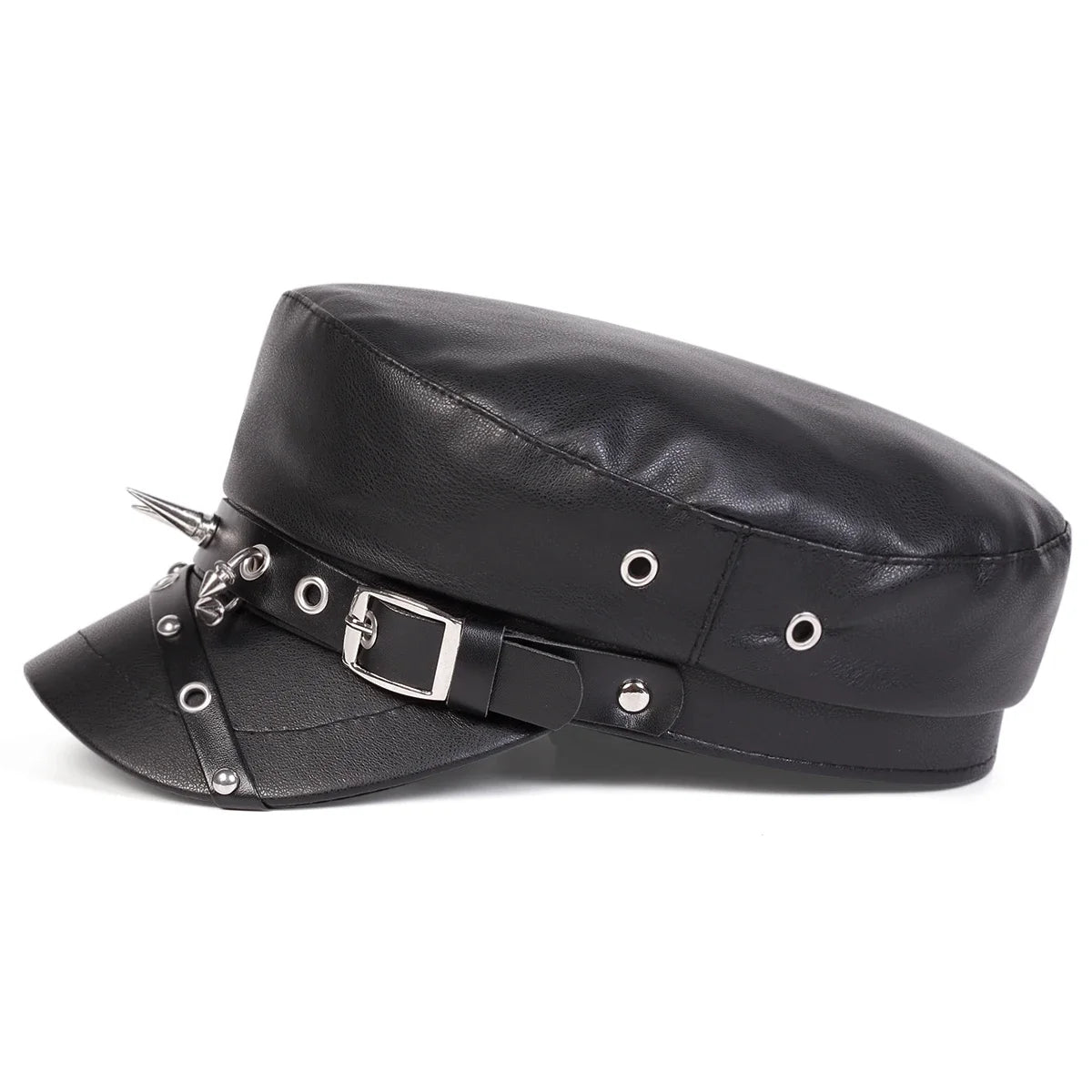 Gorra Marinero Cuero Unisex Negra, Boina Capitán Militar Primavera Otoño - Corporación Turística