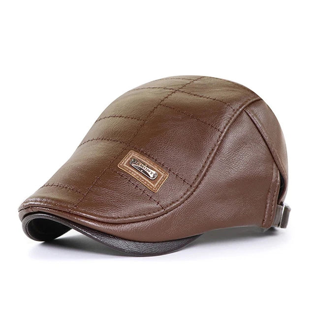 Gorra Boina Cuero Retro Hombre Invierno Cálida Ajustable - Corporación Turística