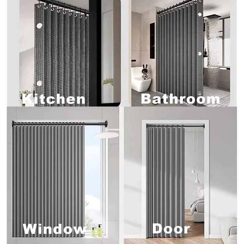 Cortina Baño Magnética Lino Plegable Impermeable | Estilo Moderno