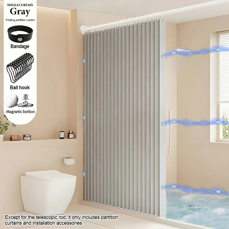 Cortina Baño Magnética Lino Plegable Impermeable | Estilo Moderno