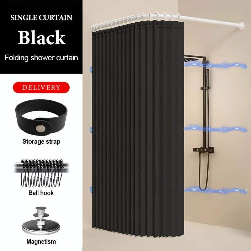 Cortina Baño Magnética Lino Plegable Impermeable | Estilo Moderno