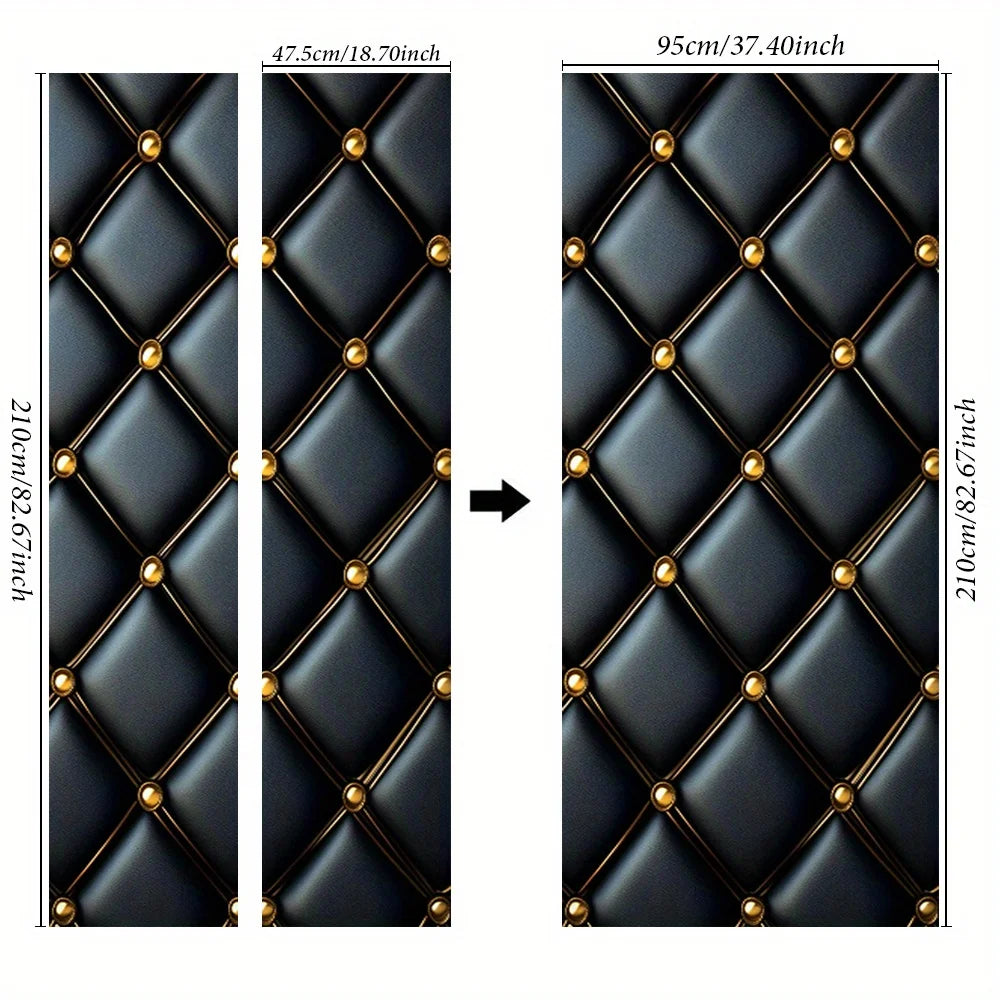 Calcomanías Puerta Cuero Negro Brillantes Decoración Extraíble