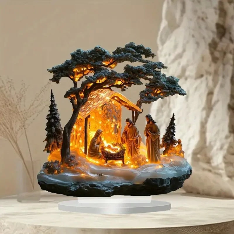 Decoración Nacimiento Jesús: Centro Mesa Navidad Acrílico Brillante