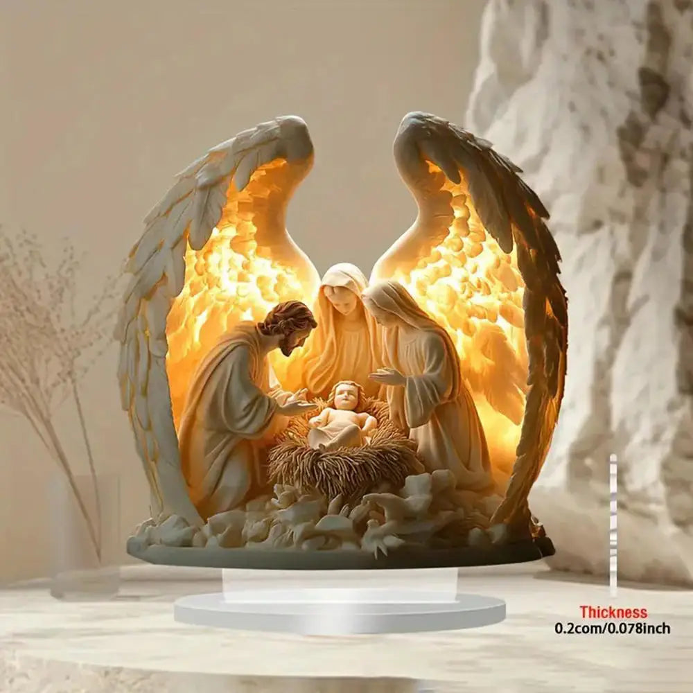Decoración Nacimiento Jesús: Centro Mesa Navidad Acrílico Brillante