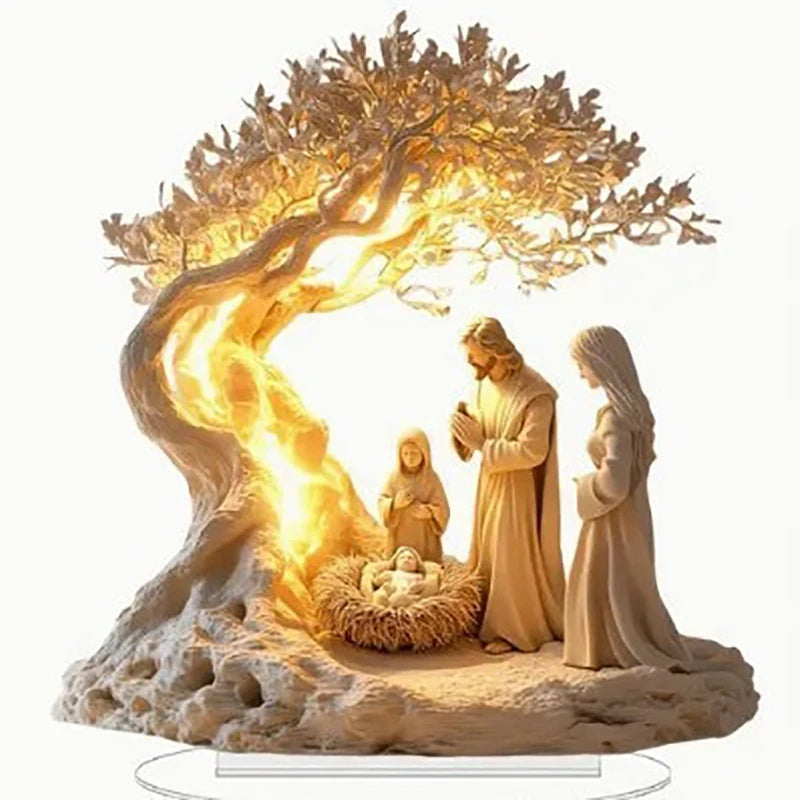 Decoración Nacimiento Jesús: Centro Mesa Navidad Acrílico Brillante