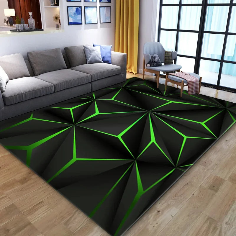 Alfombra Ilusión Óptica 3D Geometría | Antideslizante y Suave
