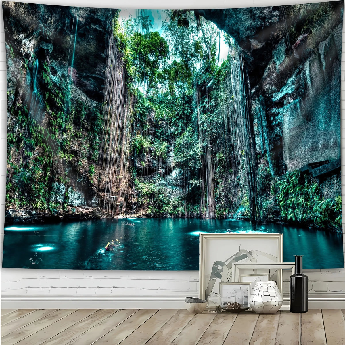 Fondo Foto 2D Poliéster Paisaje Piscina Cueva - Decoración Fiesta