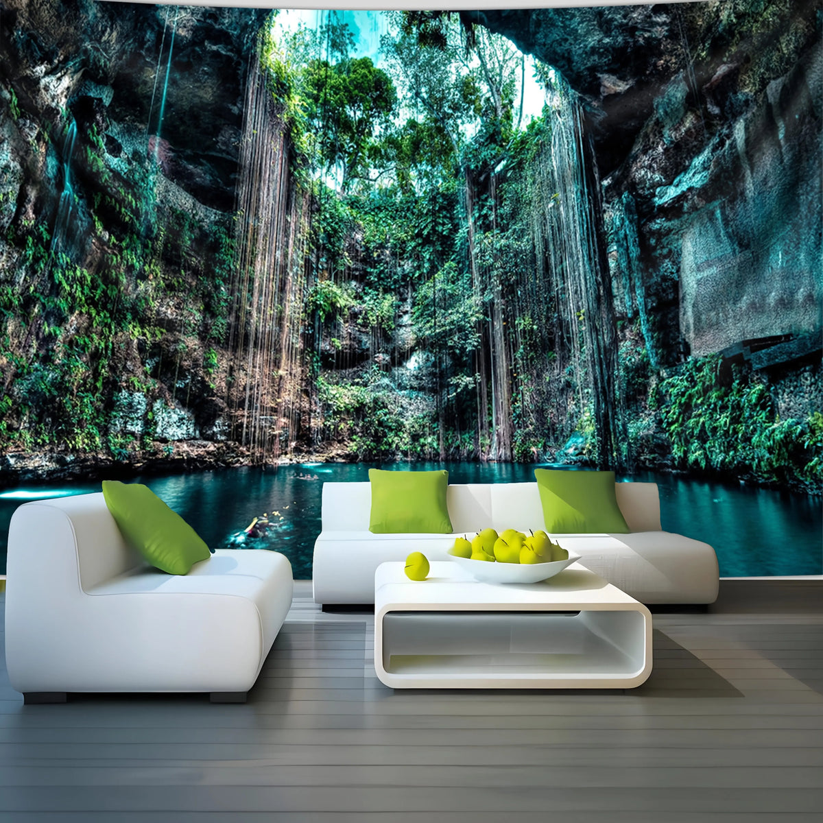 Fondo Foto 2D Poliéster Paisaje Piscina Cueva - Decoración Fiesta