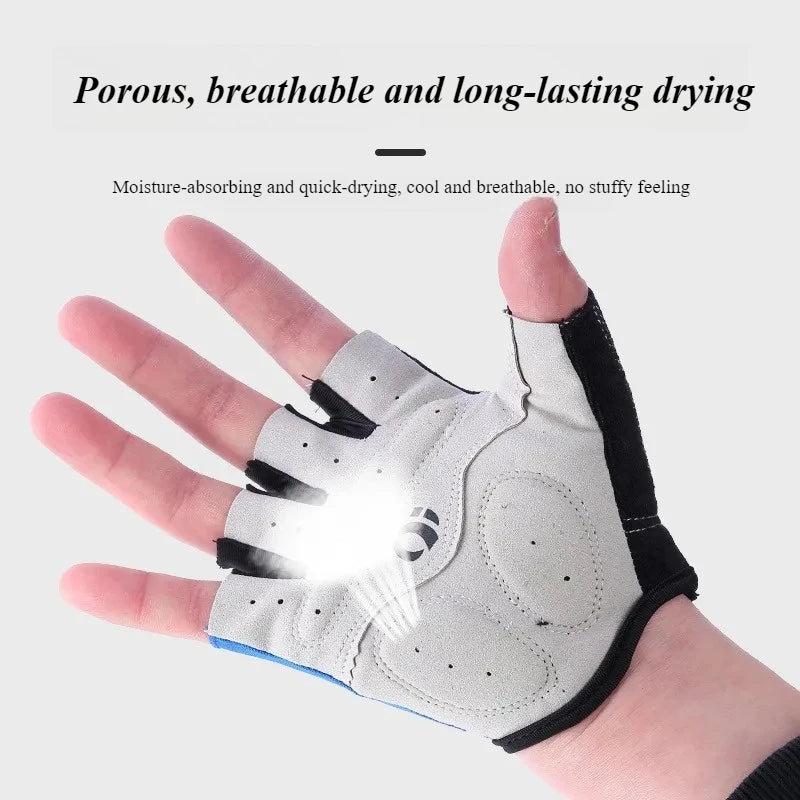 Guantes Ciclismo Medio Dedo: Silicona Antideslizante, Verano (Gris, Rojo, Azul) - Corporación Turística