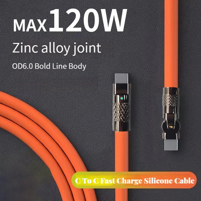 Cargador USB-C 120W Silicona 180° Giratorio | Carga Rápida