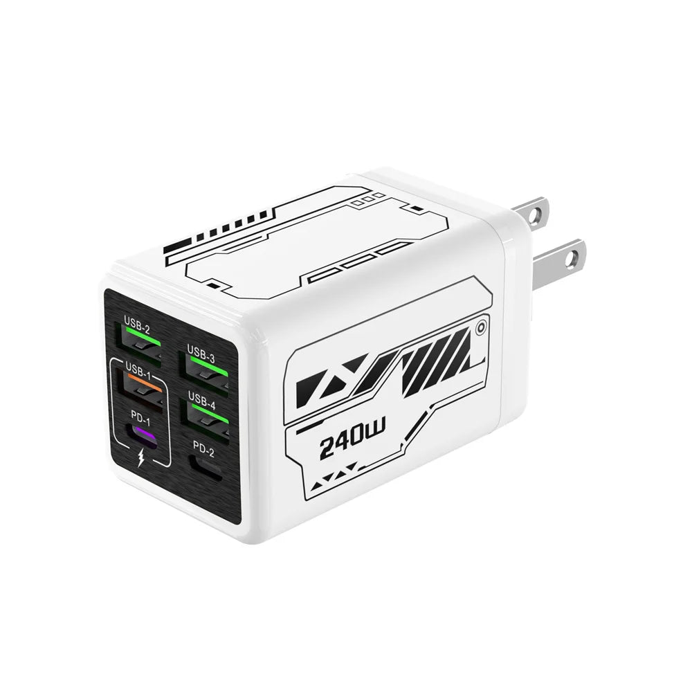 Cargador 6 en 1 240W USB-C PD: iPhone, Samsung, Xiaomi | Carga Rápida - Corporación Turística