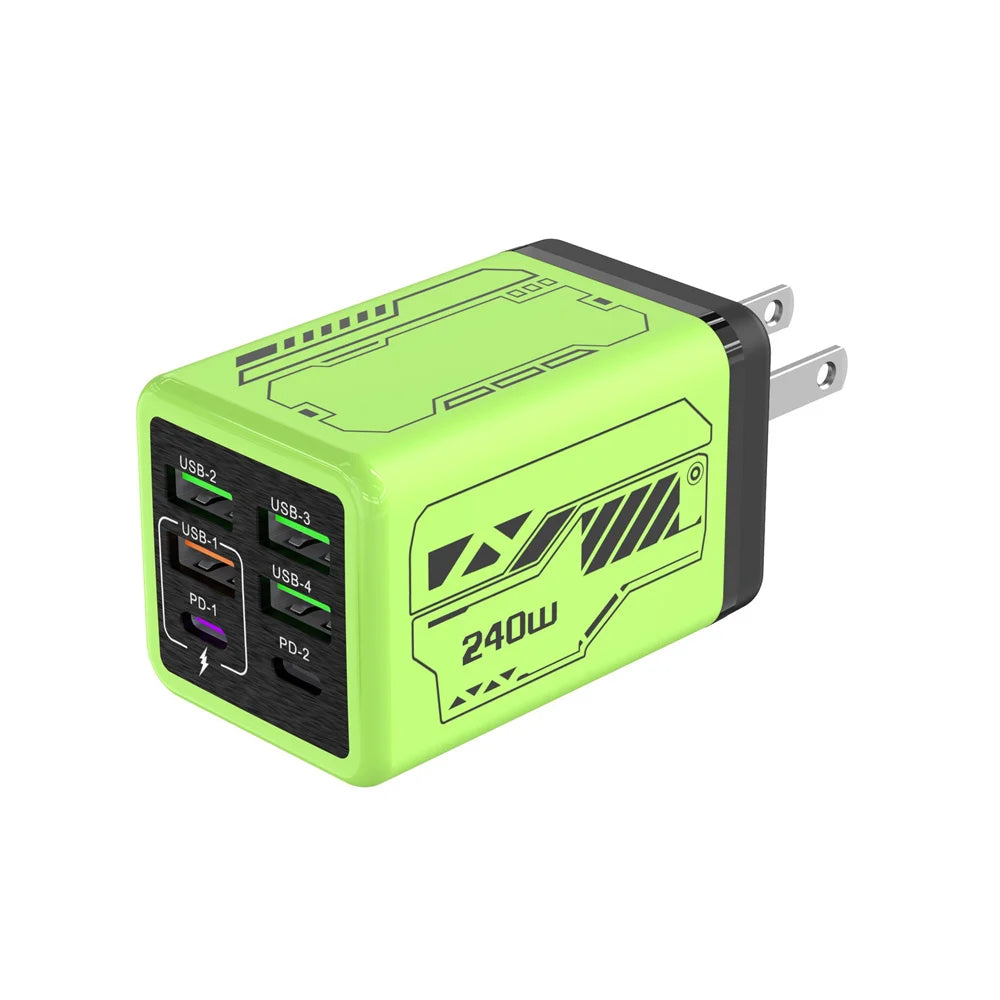 Cargador 6 en 1 240W USB-C PD: iPhone, Samsung, Xiaomi | Carga Rápida - Corporación Turística