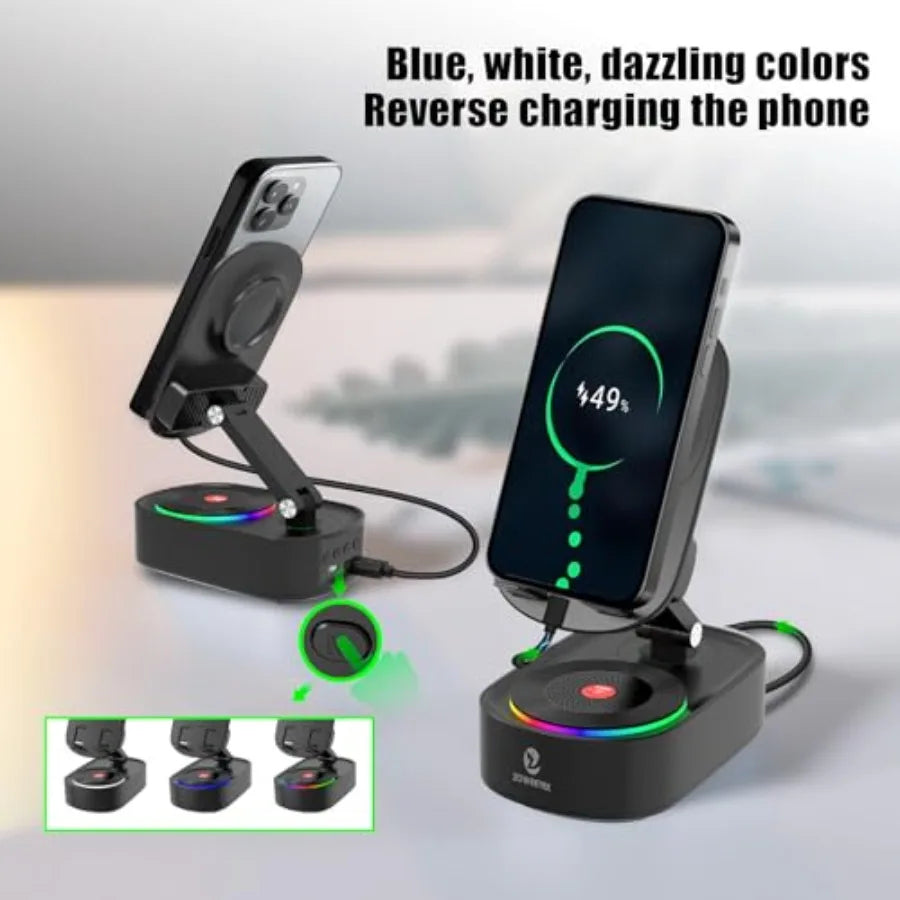 Altavoz Bluetooth 5 en 1: Soporte Móvil, Luz RGB, 8h Batería