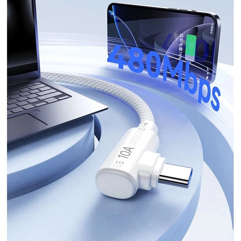 Cable USB-C 240W 90° Carga Súper Rápida para Samsung, Huawei, iPhone - Corporación Turística