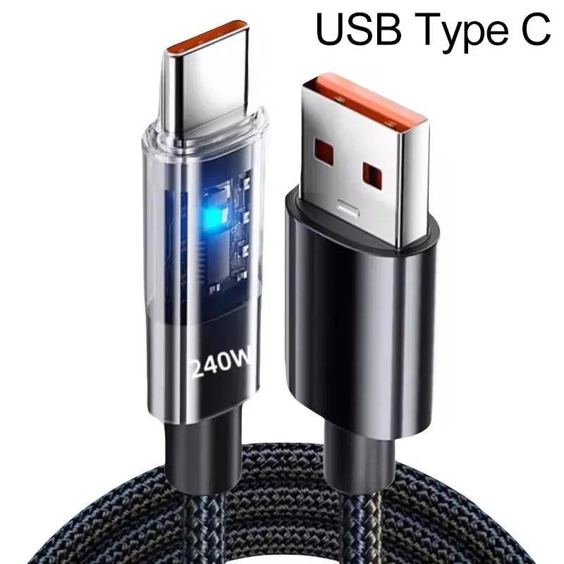 Cable USB-C 240W Digital Carga Rápida | Nylon Trenzado | iPhone/Samsung - Corporación Turística