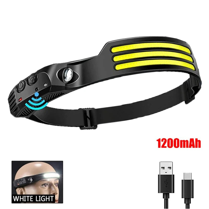 Linterna Frontal LED COB Recargable USB 1200mAh - Brillo 450 Lúmenes