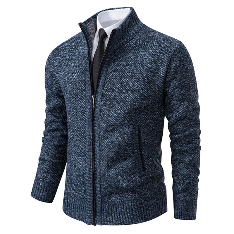 Abrigo Polar Hombre Cuello Alto Cremallera Casual Invierno Cálido - Corporación Turística