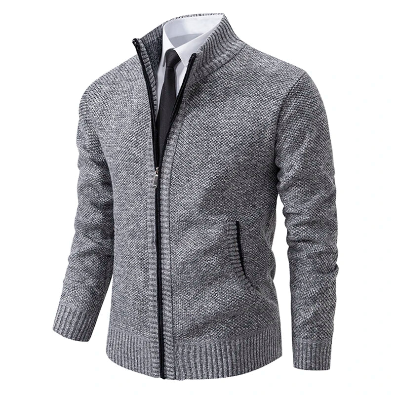Abrigo Polar Hombre Cuello Alto Cremallera Casual Invierno Cálido - Corporación Turística