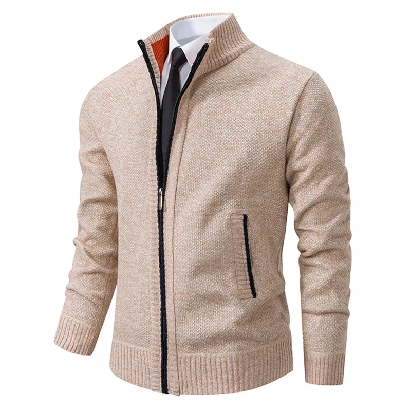 Abrigo Polar Hombre Cuello Alto Cremallera Casual Invierno Cálido - Corporación Turística